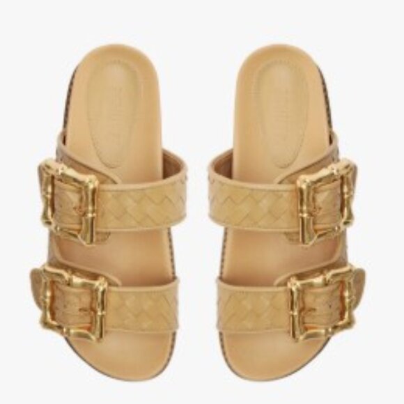 Schutz Enola Sporty Woven Sandals Light Beige - Picture 1 of 4